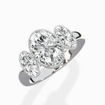 Venice Three Stone Oval Engagement Ring in White Gold