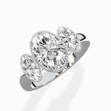 Venice Three Stone Oval Engagement Ring in White Gold