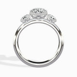 Venice Three Stone Oval Engagement Ring in White Gold