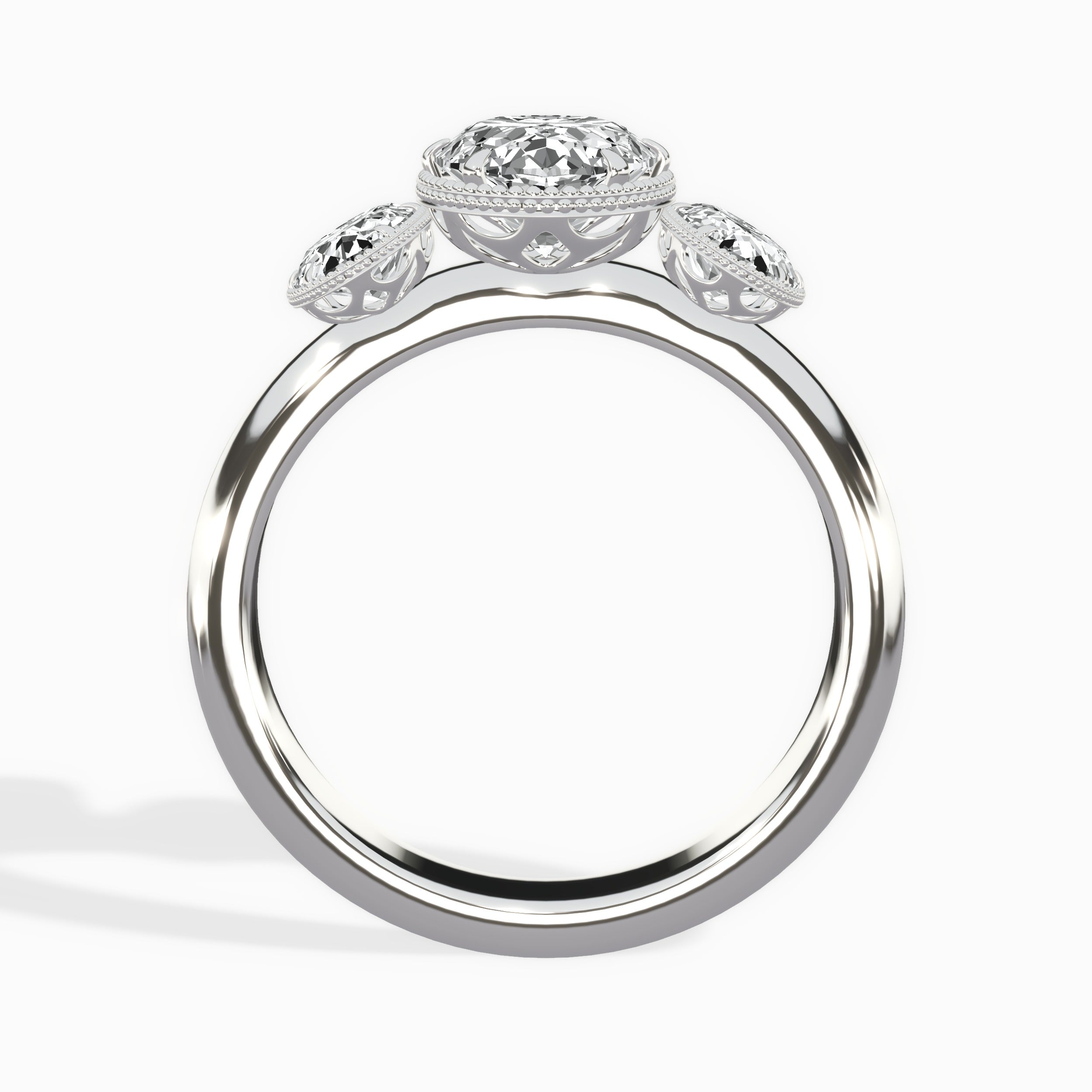 Venice Three Stone Oval Engagement Ring in White Gold