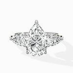 Forever Three Stone Pear Engagement Ring in White Gold