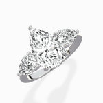 Forever Three Stone Pear Engagement Ring in White Gold