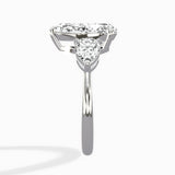 Forever Three Stone Pear Engagement Ring in White Gold