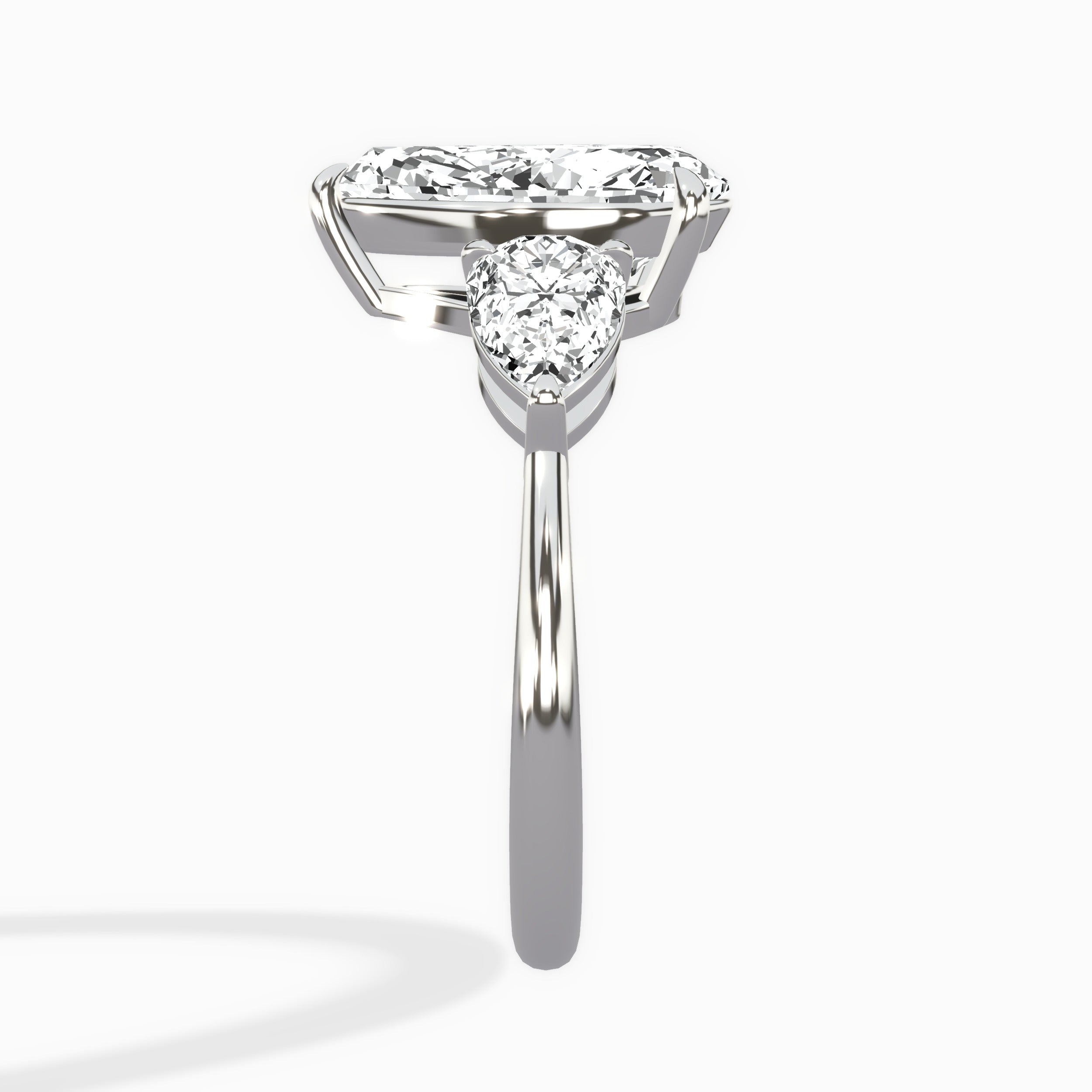 Forever Three Stone Pear Engagement Ring in White Gold
