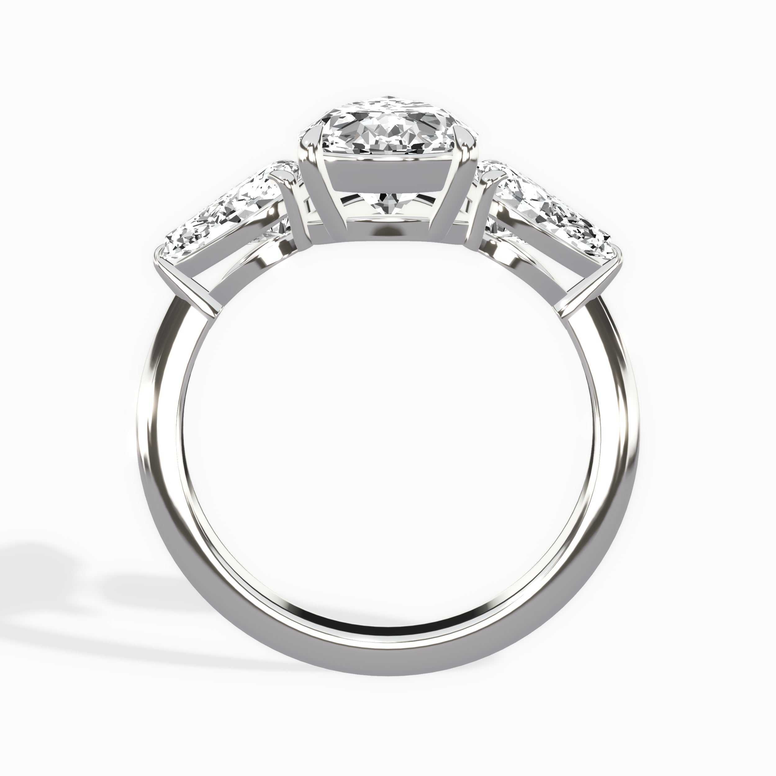 Forever Three Stone Pear Engagement Ring in White Gold