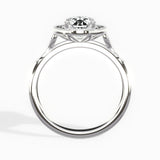 Floral Vintage Style Oval Engagement Ring in White Gold