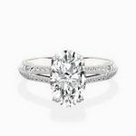 Bali Vintage Style Oval Engagement Ring in White Gold