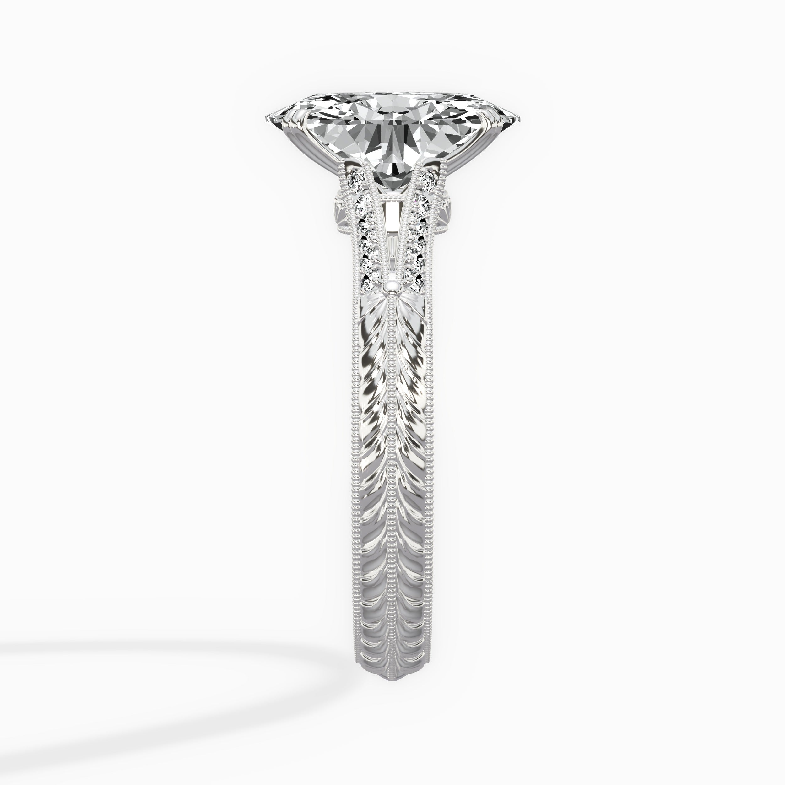 Bali Vintage Style Oval Engagement Ring in White Gold