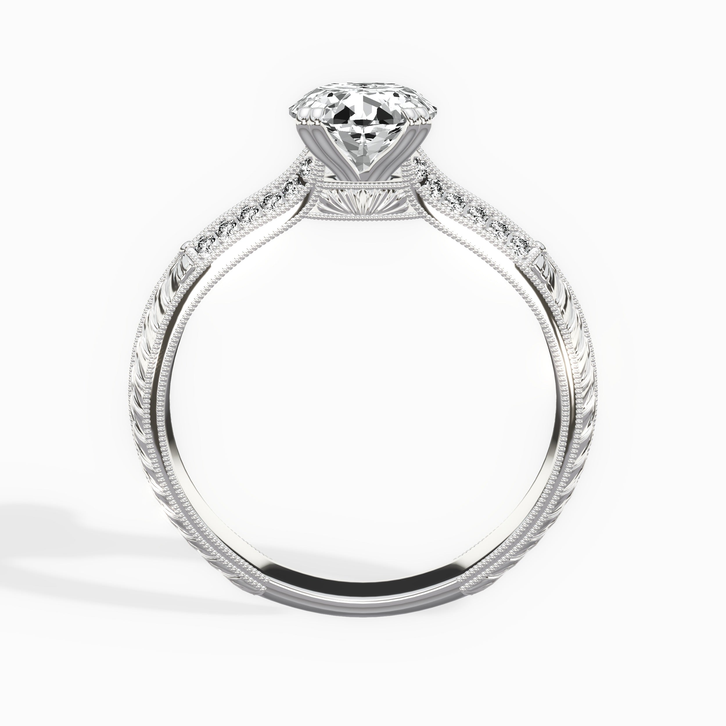 Bali Vintage Style Oval Engagement Ring in White Gold
