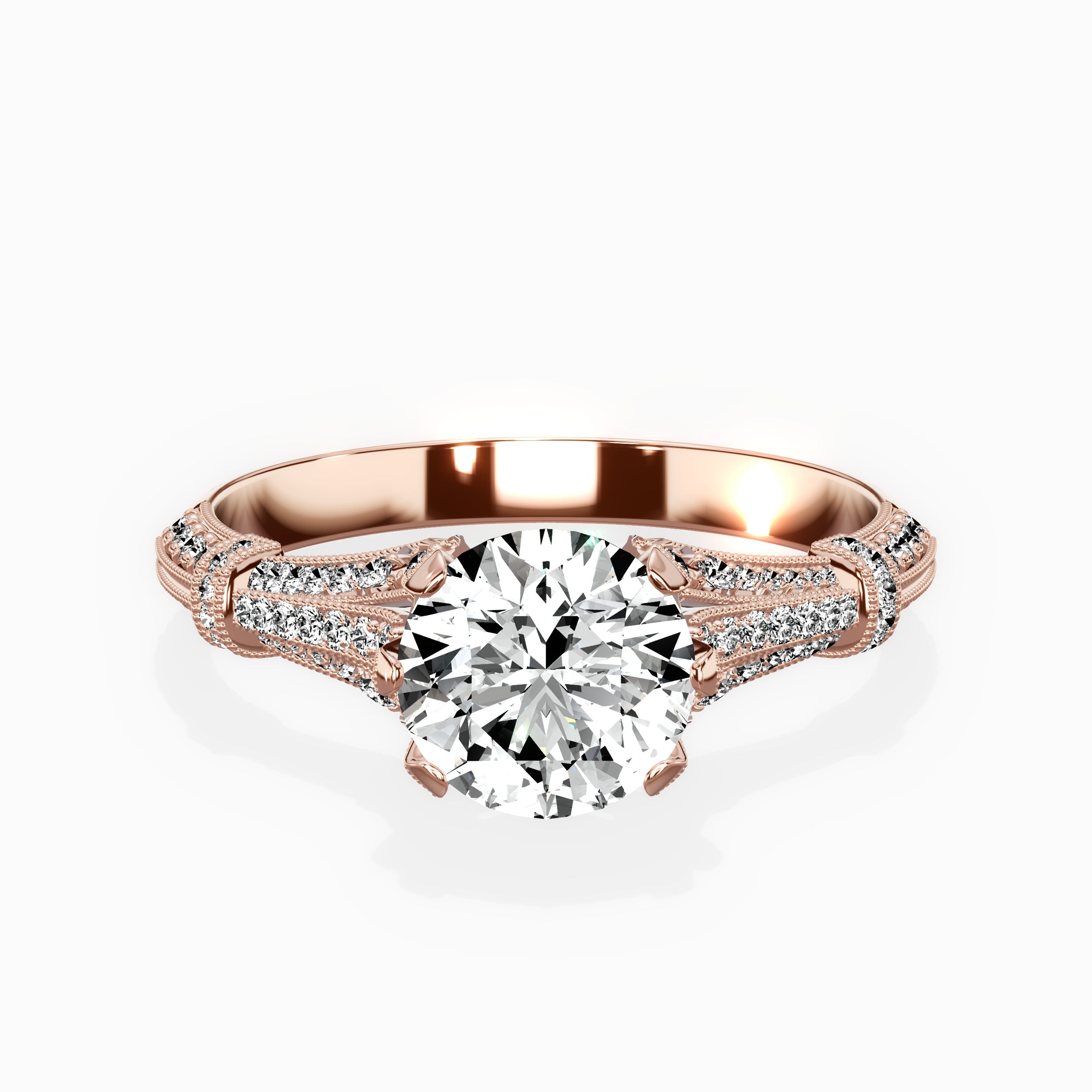 Six Prong Vintage Style Engagement Ring