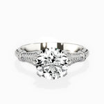 Six Prong Vintage Style Round Engagement Ring in White Gold