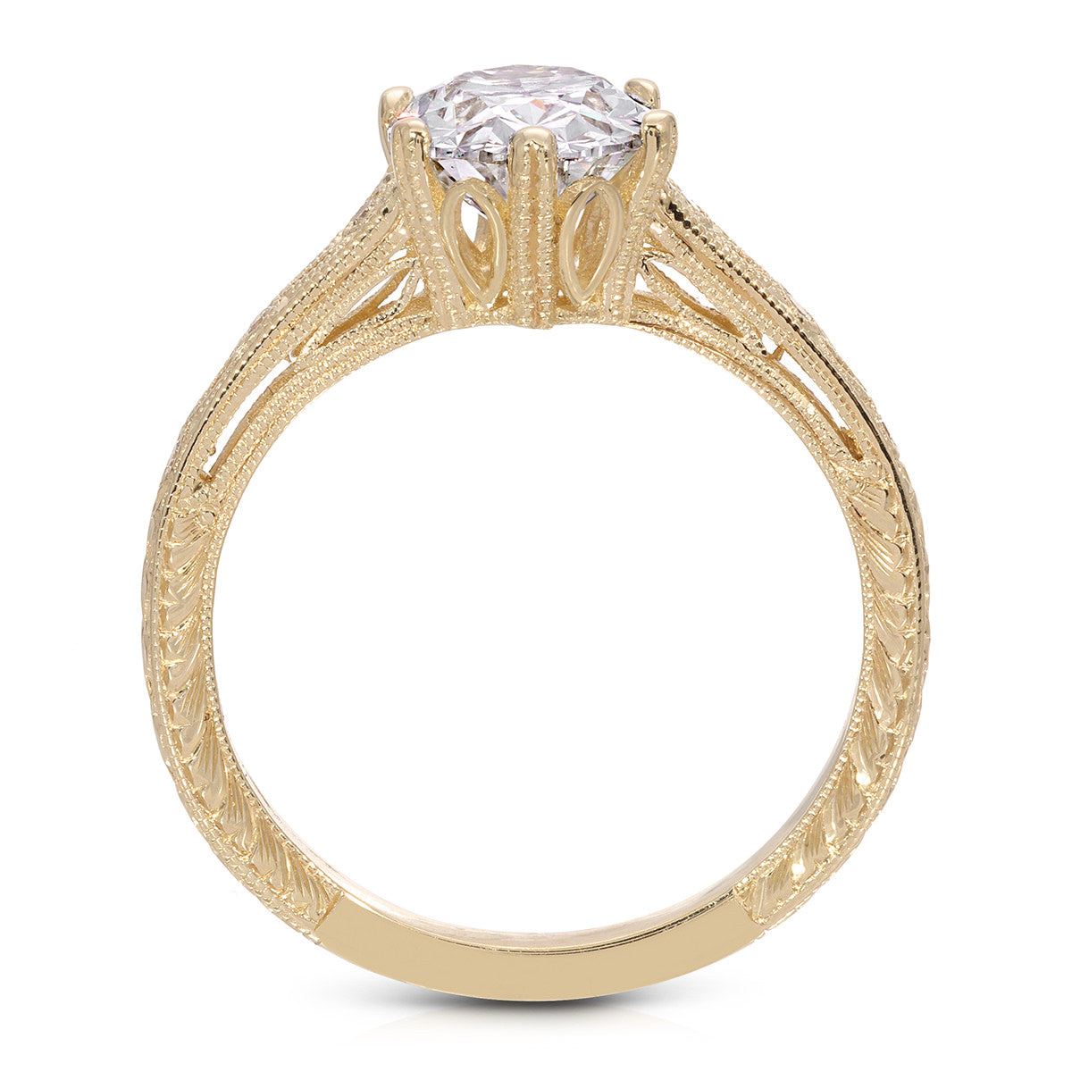Classic Vintage Style Oval Engagement Ring in Yellow Gold