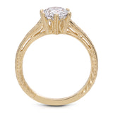 Classic Vintage Style Oval Engagement Ring in Yellow Gold