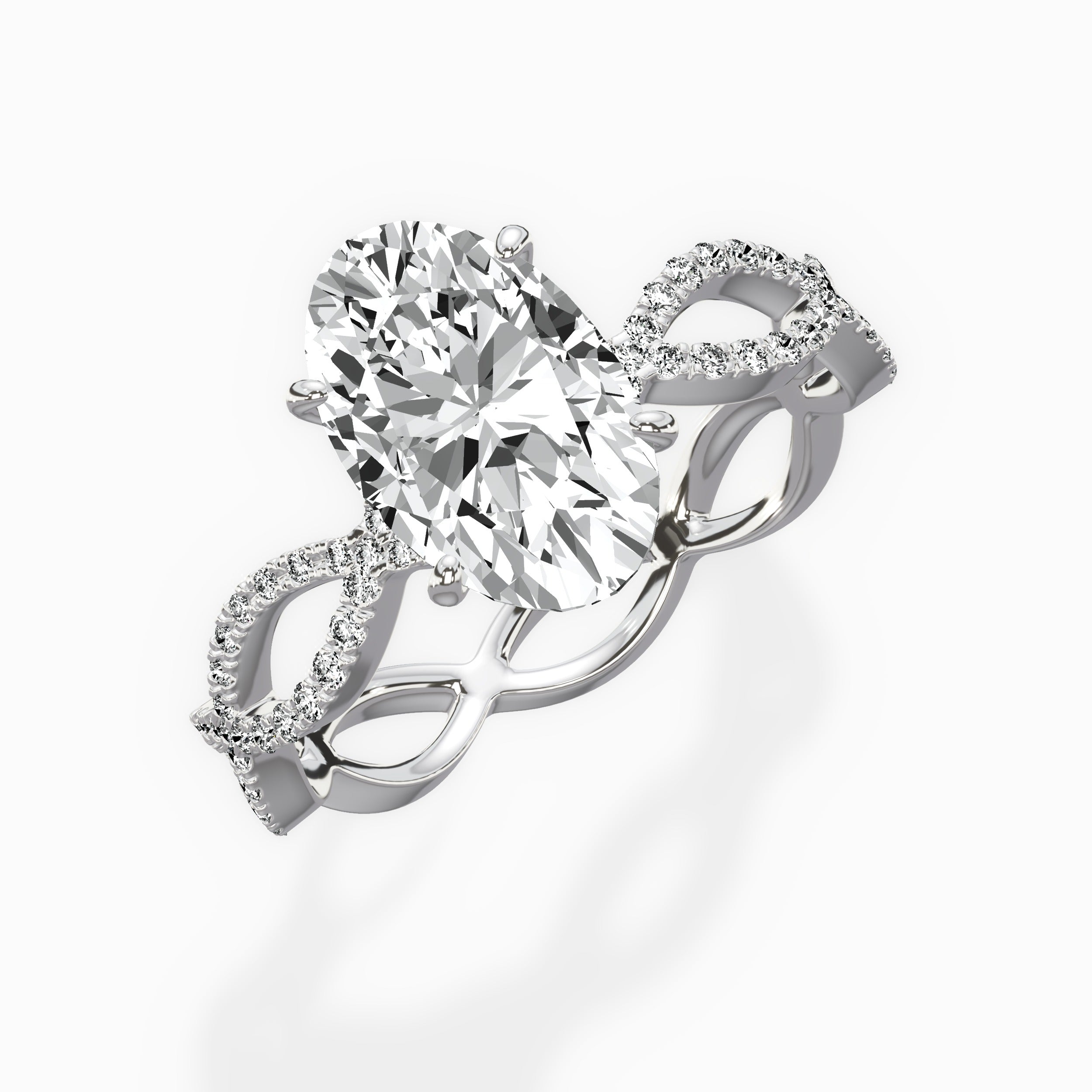 Infinity Vintage Style Oval Engagement Ring in White Gold