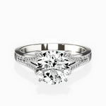 Romantic Vintage Style Round Engagement Ring in White Gold