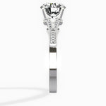 Romantic Vintage Style Round Engagement Ring in White Gold