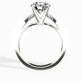 Romantic Vintage Style Round Engagement Ring in White Gold