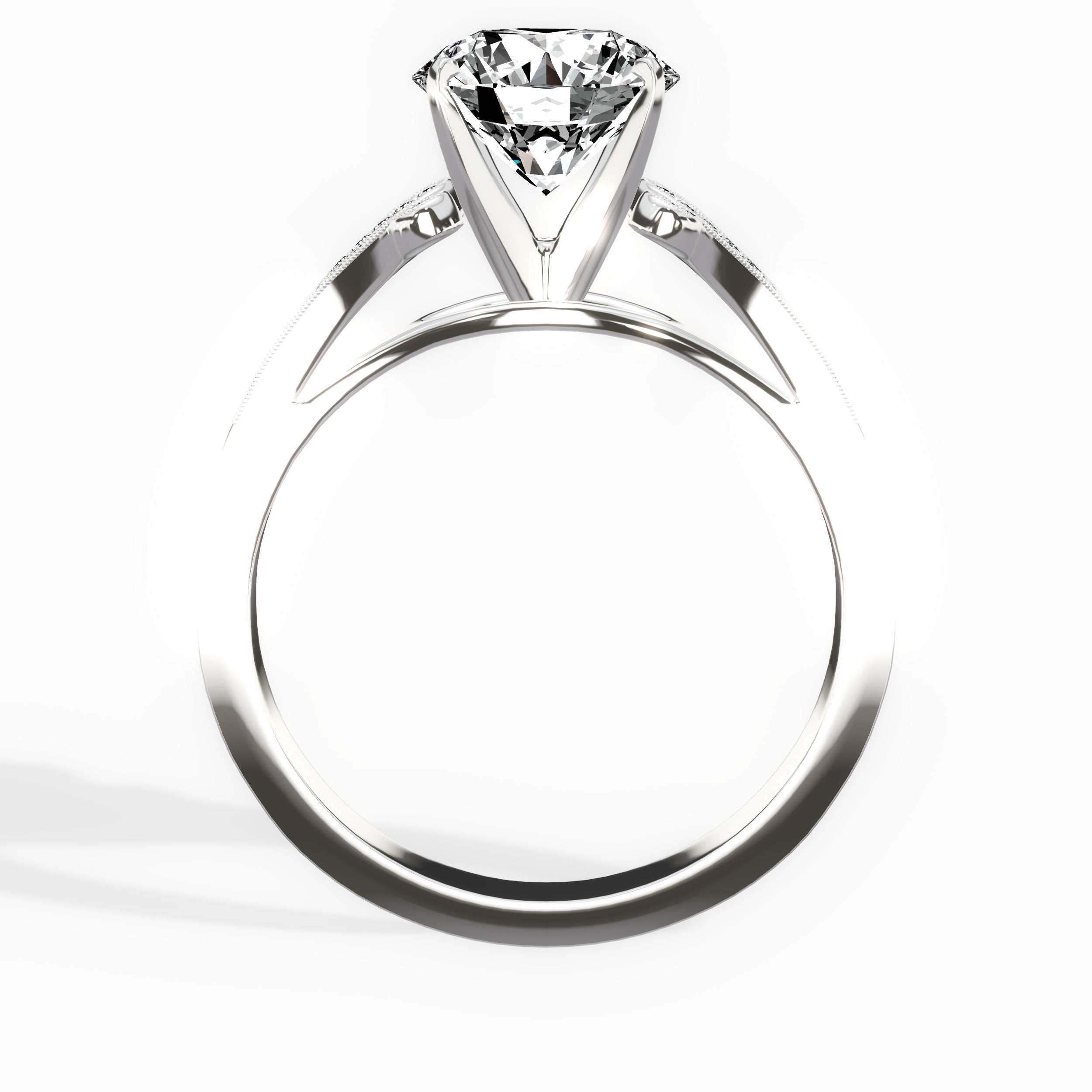 Romantic Vintage Style Round Engagement Ring in White Gold