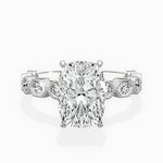 Devotion Vintage Style Long Cushion Engagement Ring in White Gold