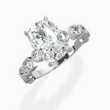 Devotion Vintage Style Long Cushion Engagement Ring in White Gold