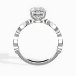 Devotion Vintage Style Long Cushion Engagement Ring in White Gold