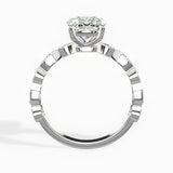 Devotion Vintage Style Long Cushion Engagement Ring in White Gold