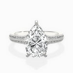 Two Petals Pave Vintage Pear Engagement Ring in White Gold