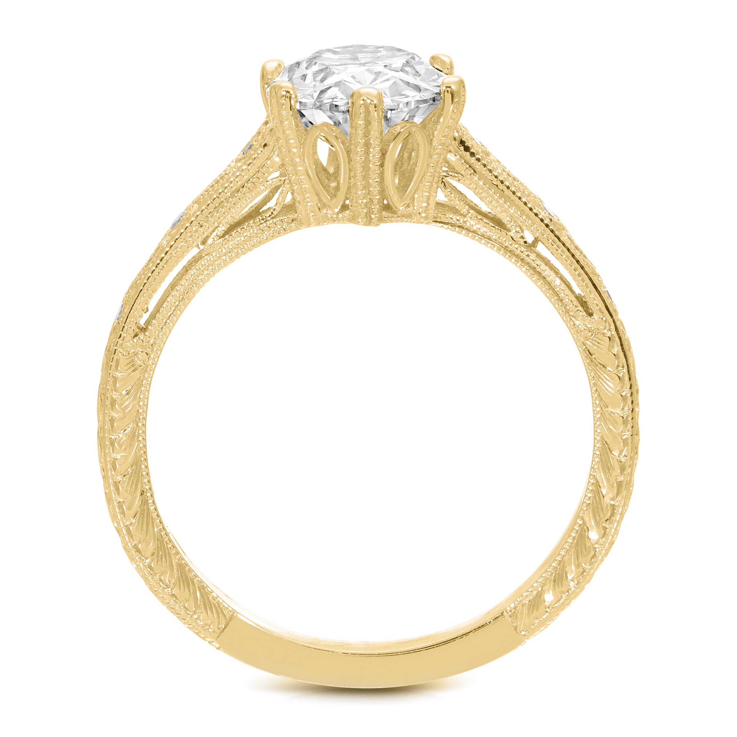 Classic Vintage Style Oval Engagement Ring in Yellow Gold