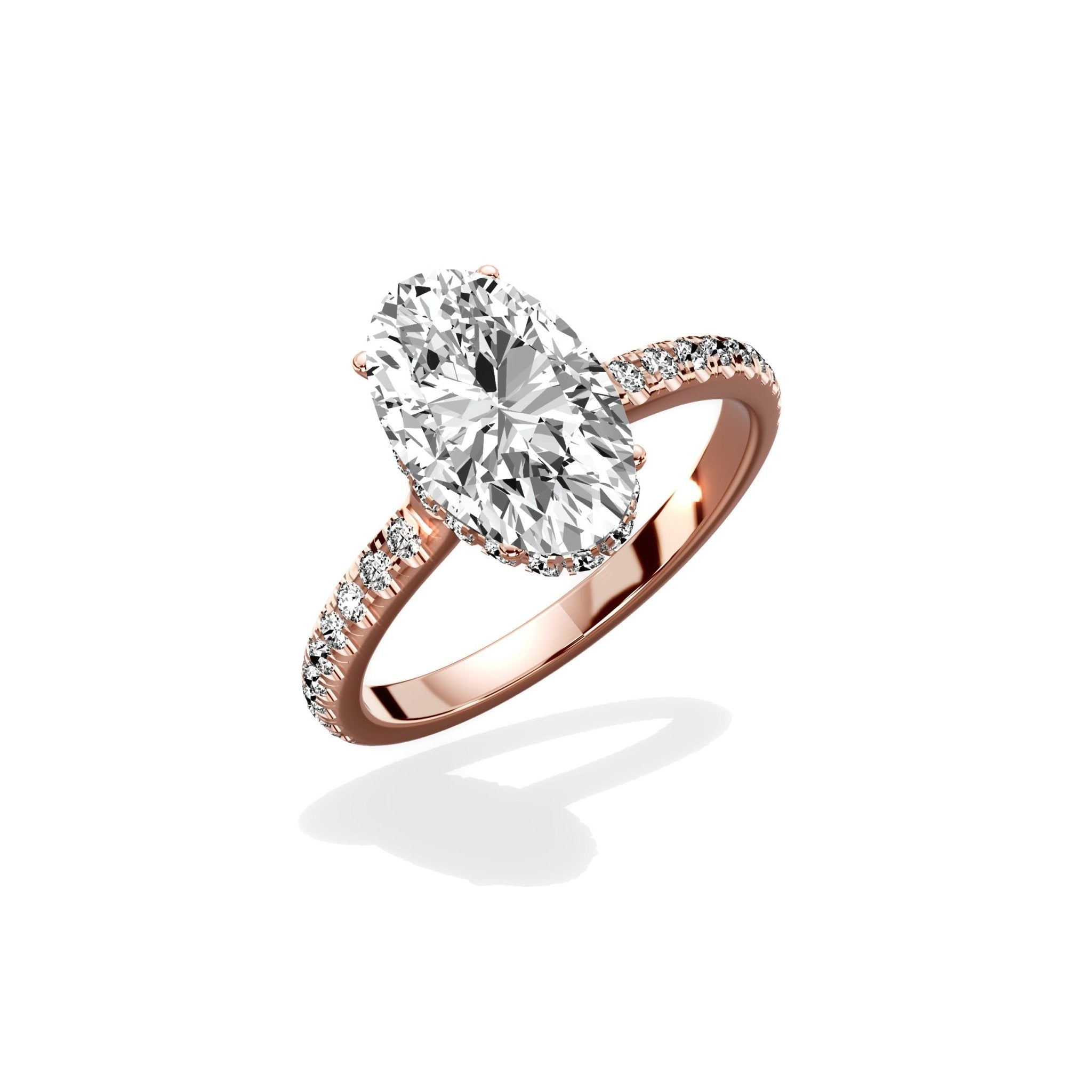 Alluring Hidden Halo 2.02 ct Oval Engagement Ring in Rose Gold - The Better Diamonds