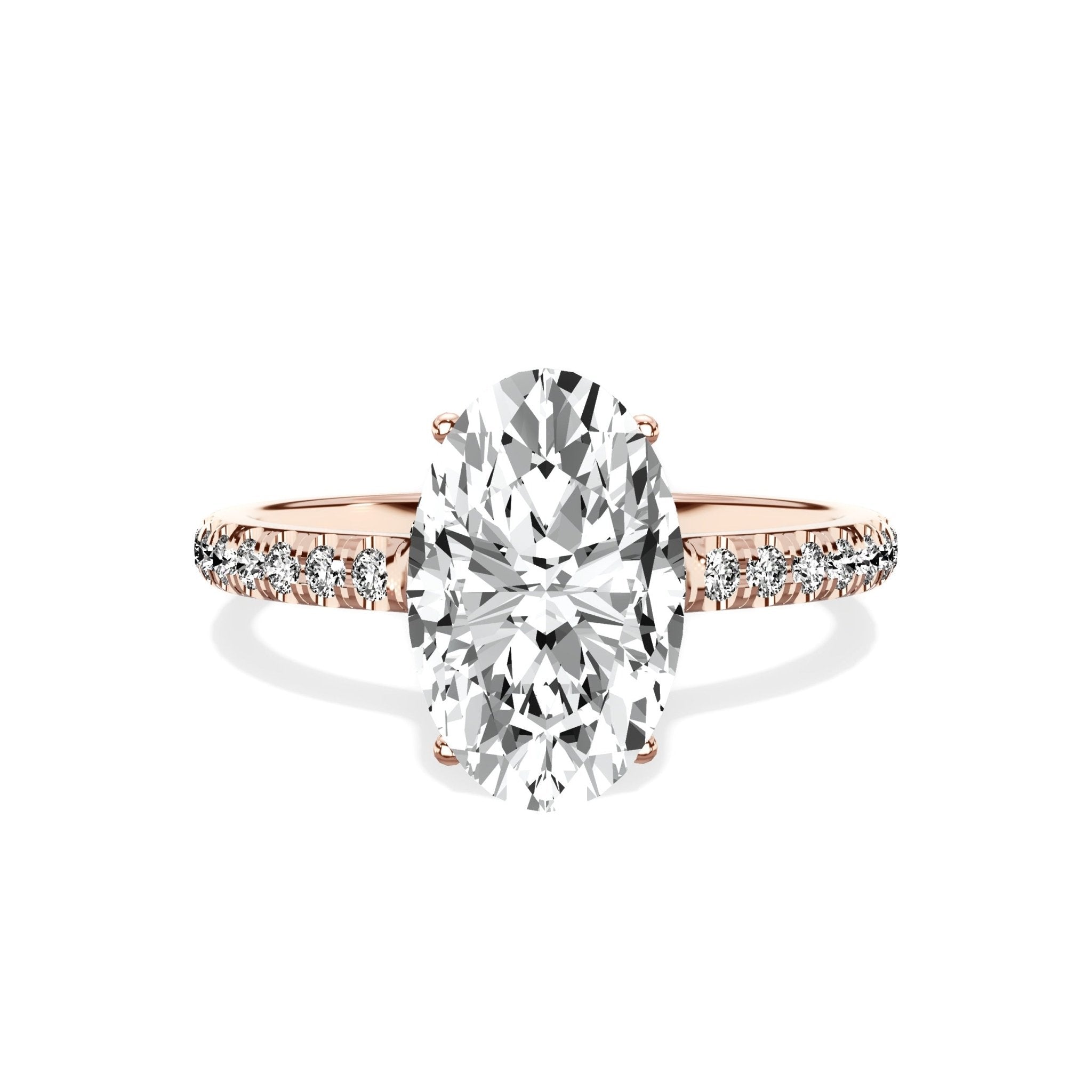 Alluring Hidden Halo 2.02 ct Oval Engagement Ring in Rose Gold - The Better Diamonds