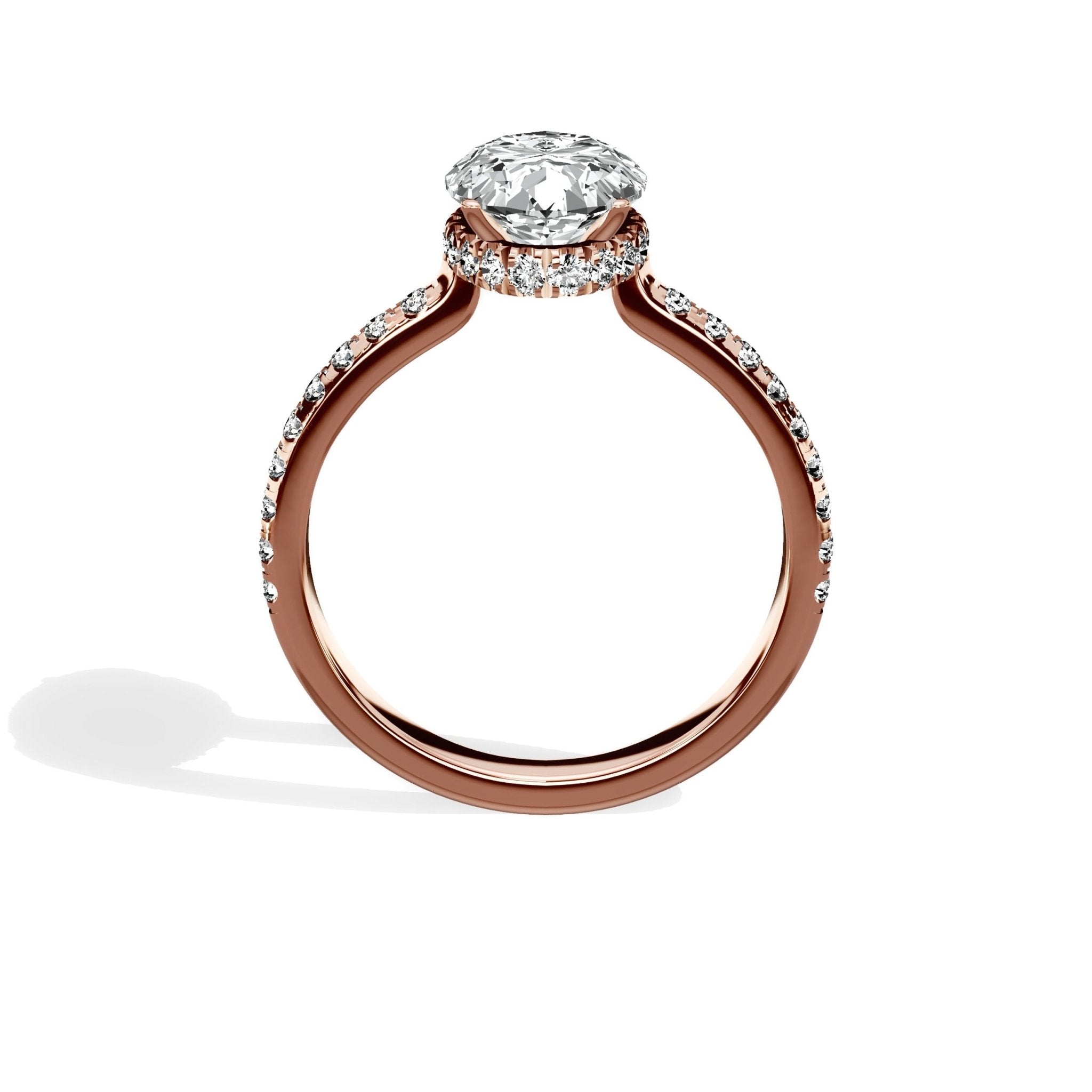 Alluring Hidden Halo 2.02 ct Oval Engagement Ring in Rose Gold - The Better Diamonds