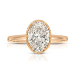 Milgrain Solitaire Oval Engagement Ring in Rose Gold