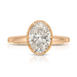 Milgrain Solitaire Oval Engagement Ring in Rose Gold