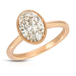 Milgrain Solitaire Oval Engagement Ring in Rose Gold