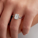 Milgrain Solitaire Emerald Engagement Ring in White Gold