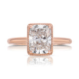 Milgrain Solitaire Long Cushion Engagement Ring in Rose Gold