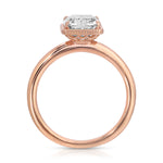 Milgrain Solitaire Long Cushion Engagement Ring in Rose Gold