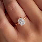 Milgrain Solitaire Long Cushion Engagement Ring in Rose Gold