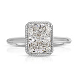 Milgrain Solitaire Long Radiant Engagement Ring in White Gold
