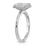 Milgrain Solitaire Long Radiant Engagement Ring in White Gold