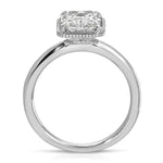 Milgrain Solitaire Long Radiant Engagement Ring in White Gold