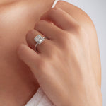 Milgrain Solitaire Long Radiant Engagement Ring in White Gold