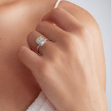 Milgrain Solitaire Long Radiant Engagement Ring in White Gold