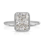 Milgrain Solitaire Radiant Engagement Ring in White Gold