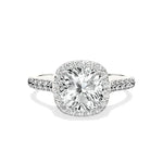 Amor Halo 2.08 ct Cushion Engagement Ring in White Gold - The Better Diamonds