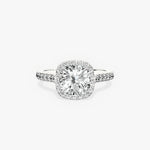 Amor Halo 2.08 ct Cushion Engagement Ring in White Gold - The Better Diamonds