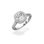 Amor Halo 2.08 ct Cushion Engagement Ring in White Gold - The Better Diamonds