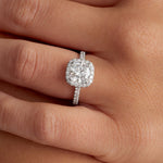 Amor Halo 2.08 ct Cushion Engagement Ring in White Gold - The Better Diamonds