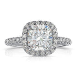 Amor Halo 2.08 ct Cushion Engagement Ring in White Gold - The Better Diamonds