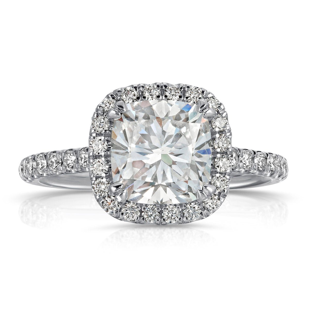 Amor Halo Cushion Engagement Ring in White Gold - The Better Diamonds